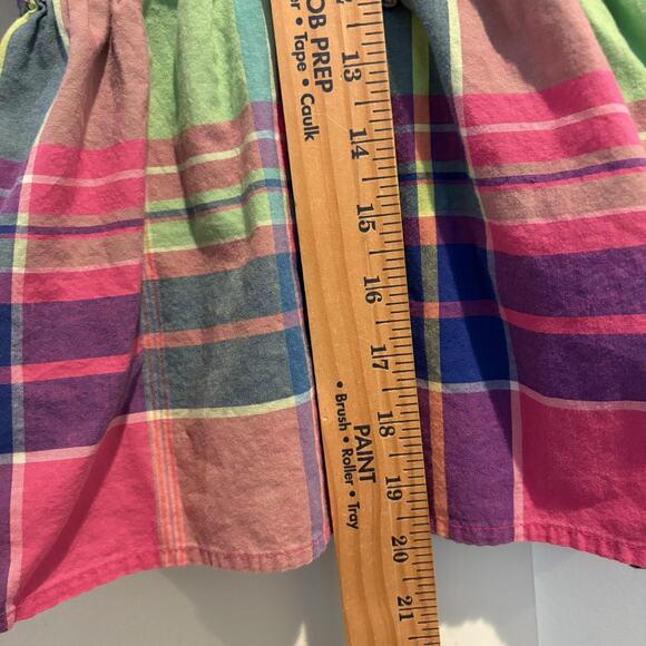 Ralph Lauren Dress Girls 2T Plaid Smocked Long Sleeve Pony Logo Madras Multi - Picture 7 of 11